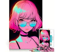 Puzzle retrò con una bellissima ragazza anime da 1000 pezzi per adolescenti, un gioco che stimola la creatività e il relax, con ritagli nitidi e perfetti come regalo per le feste (38x26cm)