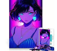 Puzzle retrò con una bellissima ragazza anime per adolescenti, 1000 pezzi, gioco per allenare la mente, rilassante, artistico, da assemblare, (38x26cm)