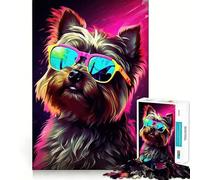 Puzzle retrò con Yorkshire Terrier, 1000 pezzi, per adulti, ideale per migliorare la memoria, alleviare l'ansia, creare un design accattivante e un regalo artistico (38x26cm)