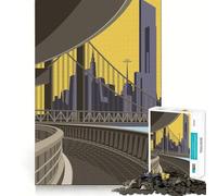 Puzzle retrò del Ponte di Brooklyn, difficile da realizzare, per adulti, 1000 pezzi, stimola la memoria, favorisce la calma, taglio liscio, classico, regalo (38x52cm)