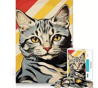 Puzzle retrò divertente con gatto, 1000 pezzi, per ragazzi, gioco di logica, svago, divertimento, taglio liscio, regalo speciale (38x26cm)