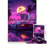 Puzzle Retro F Ferrari Retrowave Sunset da 1000 pezzi per adolescenti, ideale per rafforzare la memoria, per un divertimento rilassante e di qualità, regalo perfetto (38x52cm)