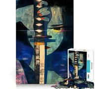 Puzzle Retro Katana Geisha da 1000 pezzi per adolescenti, gioco di logica, momento di pace, taglio perfetto, lista dei desideri di Babbo Natale (38x26cm)
