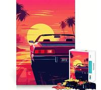 Puzzle Retro Miami Neon Sunset da 1000 pezzi per adolescenti, ideale per stimolare la memoria, per un relax facile e rilassante, con bordi puliti, perfetto per Natale (50x75cm)