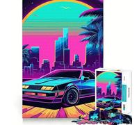 Puzzle Retro Miami Neon Sunset da 1000 pezzi per adulti e ragazzi, gioco di abilità rilassante e divertente, con bordi precisi, ideale come regalo per festival (50x75cm)