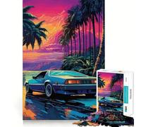 Puzzle Retro Miami Neon Sunset da 1000 pezzi per adulti, gioco di puzzle per esercitare la mente, giocattolo per la famiglia, taglio di precisione, regalo creativo (50x75cm)