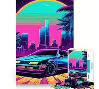 Puzzle Retro Miami Neon Sunset da 1000 pezzi per adulti, gioco per esercizi mentali, relax, taglio di precisione, regalo elegante (38x52cm)