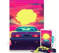 Puzzle Retro Miami Neon Sunset da 1000 pezzi per adulti, regalo, sfida mentale, gioco facile, relax, taglio preciso, regalo speciale (50x75cm)