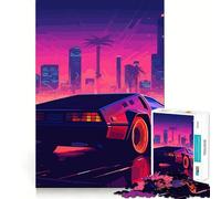 Puzzle Retro Miami Neon Sunset da 1000 pezzi per ragazzi, gioco intelligente per interni, taglio preciso, (38x52cm)