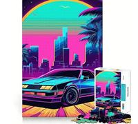 Puzzle Retro Miami Neon Sunset per adolescenti, 1000 pezzi, gioco di logica, lento, divertente, taglio perfetto, sorpresa di compleanno (38x26cm)