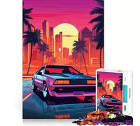 Puzzle Retro Miami Neon Sunset per adolescenti, 1000 pezzi, Recall Upgrade Calm Relax Clear Cut Art Collection Piece (50x75cm)