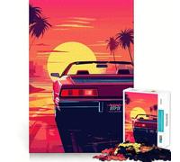 Puzzle retrò Miami Neon Sunset per adulti, 1000 pezzi, gioco di logica mentale, rilassante e divertente, taglio solido, calda sorpresa (38x26cm)