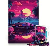 Puzzle retrò Miami Neon Sunset per ragazzi, 1000 pezzi, gioco di logica e abilità, rilassante, taglio preciso, regalo perfetto (50x75cm)