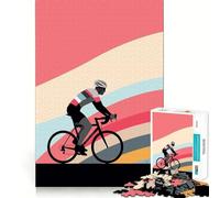 Puzzle retrò minimalista con ciclista, 1000 pezzi, per adolescenti, per rafforzare la memoria, calmare e rilassare, bordi lisci, (38x26cm)