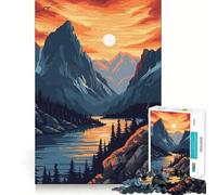 Puzzle Retro Mountain Sunset da 1000 pezzi per adolescenti, ideale per migliorare la memoria, per un relax informale e per esporre opere d'arte dai tagli netti (38x26cm)