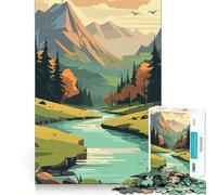 Puzzle Retro Mountain Vintage da 1000 pezzi per adulti, gioco di logica mentale, tempo sereno, taglio preciso, regalo di Natale (38x52cm)