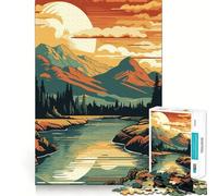 Puzzle Retro Mountain Vintage da 1000 pezzi per ragazzi, gioco di logica, divertente e silenzioso, taglio liscio, regalo perfetto (38x52cm)