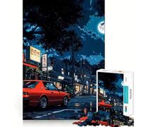 Puzzle Retro Night Street da 1000 pezzi per adolescenti, gioco di logica e svago, bordi lisci, regalo di alta qualità (50x75cm)