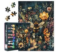 Puzzle retrò paesaggio 1000 pezzi per adulti, motivo floreale vintage con fiori selvatici e bombi, puzzle 1000 pezzi, puzzle impossibile difficile per adulti, 50 x 70 cm