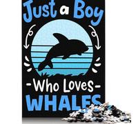 Puzzle retrò quadrati da 500 pezzi con balene e amanti delle balene, per adulti e puzzle in legno per bambini, regali di Natale, 500 pezzi (52x38 cm)