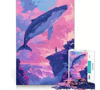 Puzzle retrò rosa Lofi con balena,1000 pezzi,divertente per allenare la mente,con componenti robusti e ben definiti,ideale per rilassarsi in casa (50x75cm)