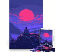 Puzzle retrò rosa samurai da 1000 pezzi per adolescenti, gioco di logica puro, rilassante, taglio pulito, opera d'arte (50x75cm)