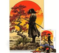 Puzzle Retro Samurai Sunset da 1000 pezzi per adolescenti, gioco di puzzle stimolante per il relax, ritaglio chiaro, regalo per le festività (38x52cm)