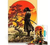 Puzzle Retro Samurai Sunset da 1000 pezzi per adolescenti, gioco di puzzle stimolante per il relax, ritaglio chiaro, regalo per le festività (38x52cm)