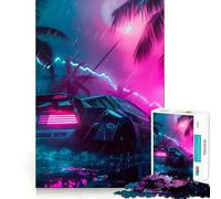 Puzzle Retro Synthwave Lambo da 1000 pezzi per adulti, ideale per migliorare la memoria, per un piacevole svago, un'attività di assemblaggio e un pezzo da collezione (38x26cm)
