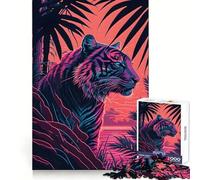 Puzzle Retrowave Tigre e Natura da 1000 pezzi per adulti, gioco intelligente per interni, taglio preciso, regalo perfetto 38x26cm