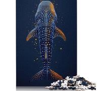 Puzzle rettangolare astratto di squalo balena dorato, cartone riciclato al 100%, per bambini adulti, regali di Natale, 1000 pezzi (26x38 cm)