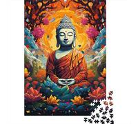 Puzzle rettangolare colorato psichedelico raffigurante un Buddha, in carta da gioco, per bambini adulti, regali di Natale, 1000 pezzi (38x26 cm)