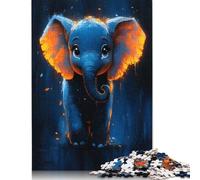 Puzzle rettangolare con disegno di un simpatico elefante, in cartone riciclato al 100%, ideale come regalo per adulti e bambini, 1000 pezzi (75x50 cm)