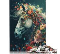 Puzzle rettangolare con fiori di cavallo, in cartone riciclato al 100%, ideale come regalo per adulti e bambini, 1000 pezzi (75x50 cm)