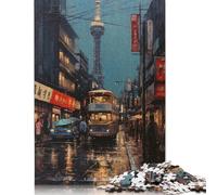 Puzzle rettangolare con pittura a olio di Tokyo, Giappone, cartone riciclato al 100%, per adulti e bambini, regali di Natale, 1000 pezzi (75x50 cm)