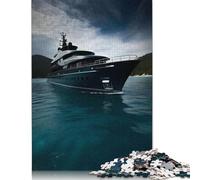 Puzzle rettangolare di alta qualità in carta riciclata al 100%, motivo: yacht nero, per bambini e bambine, regalo di Natale, 1000 pezzi (75x50 cm)