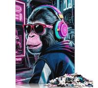 Puzzle rettangolare di carta con animali scimmia e neon, divertente per la famiglia, per bambini e adulti dai 12 anni in su, regalo di compleanno, 1000 pezzi (75x50 cm)