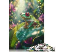 Puzzle rettangolare di carta con rana dagli occhi rossi nella foresta tropicale, per bambini adulti, regali di Natale, 1000 pezzi (75x50 cm)