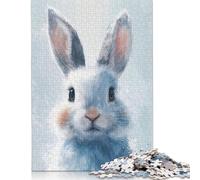Puzzle rettangolare di carta per bambini e adulti dai 12 anni in su, con lo sguardo della lepre invernale, per divertirsi in famiglia, 1000 pezzi (75x50 cm)