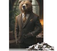Puzzle rettangolare di carta per bambini, motivo: Gentleman Grizzly, ideale per il divertimento di tutta la famiglia, per bambini e bambine, 1000 pezzi (26x38 cm)