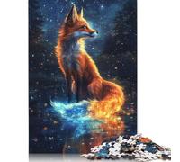 Puzzle rettangolare di carta per famiglie "Volpe e Luna" al neon blu, per bambini e adulti dai 12 anni in su, regalo di compleanno, 1000 pezzi (26x38 cm)