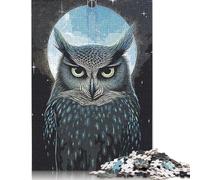 Puzzle rettangolare "Il gufo e la luna", cartone riciclato al 100%, per bambini adulti, regali di Natale, 1000 pezzi (75x50 cm)