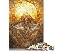 Puzzle rettangolare in carta con mosaico dorato a forma di picco di montagna, per regali per bambini adulti, 1000 pezzi (75x50 cm)