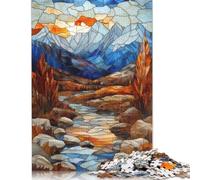 Puzzle rettangolare in carta con motivo a montagne e tramonto, per bambini e bambine, 1000 pezzi (75x50 cm)