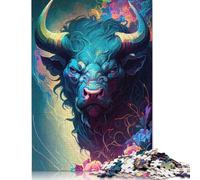 Puzzle rettangolare in carta del TORO ARRABBIATO BLU, regalo per bambini dai 12 anni in su, 520 pezzi (52x38 cm)