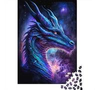 Puzzle rettangolare in cartone riciclato al 100% con drago volante della galassia, per bambini adulti, regali di Halloween, 300 pezzi (40x28 cm)