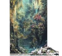 Puzzle rettangolare in cartone riciclato al 100%, motivo "Il sentiero del giardino incantato", per regali per adulti e bambini, 1000 pezzi (75x50 cm)