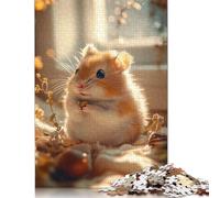Puzzle rettangolare in cartone riciclato al 100%, raffigurante un criceto che tiene in mano un seme, per bambini adulti, regali di Natale, 1000 pezzi (75x50 cm)