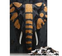 Puzzle rettangolare in cartone riciclato al 100% raffigurante un elefante in oro e nero, da dipingere, ideale come regalo per adulti e bambini, 1000 pezzi (26x38 cm)