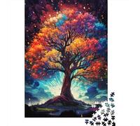 Puzzle rettangolare psichedelico colorato dell'albero della vita, cartone riciclato al 100%, per regali per adulti e bambini, 1000 pezzi (38x26 cm)